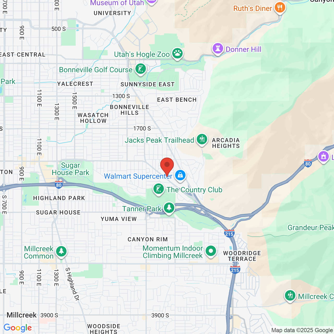 Google map image of our location in 2545 E Parleys Way Salt Lake City, UT